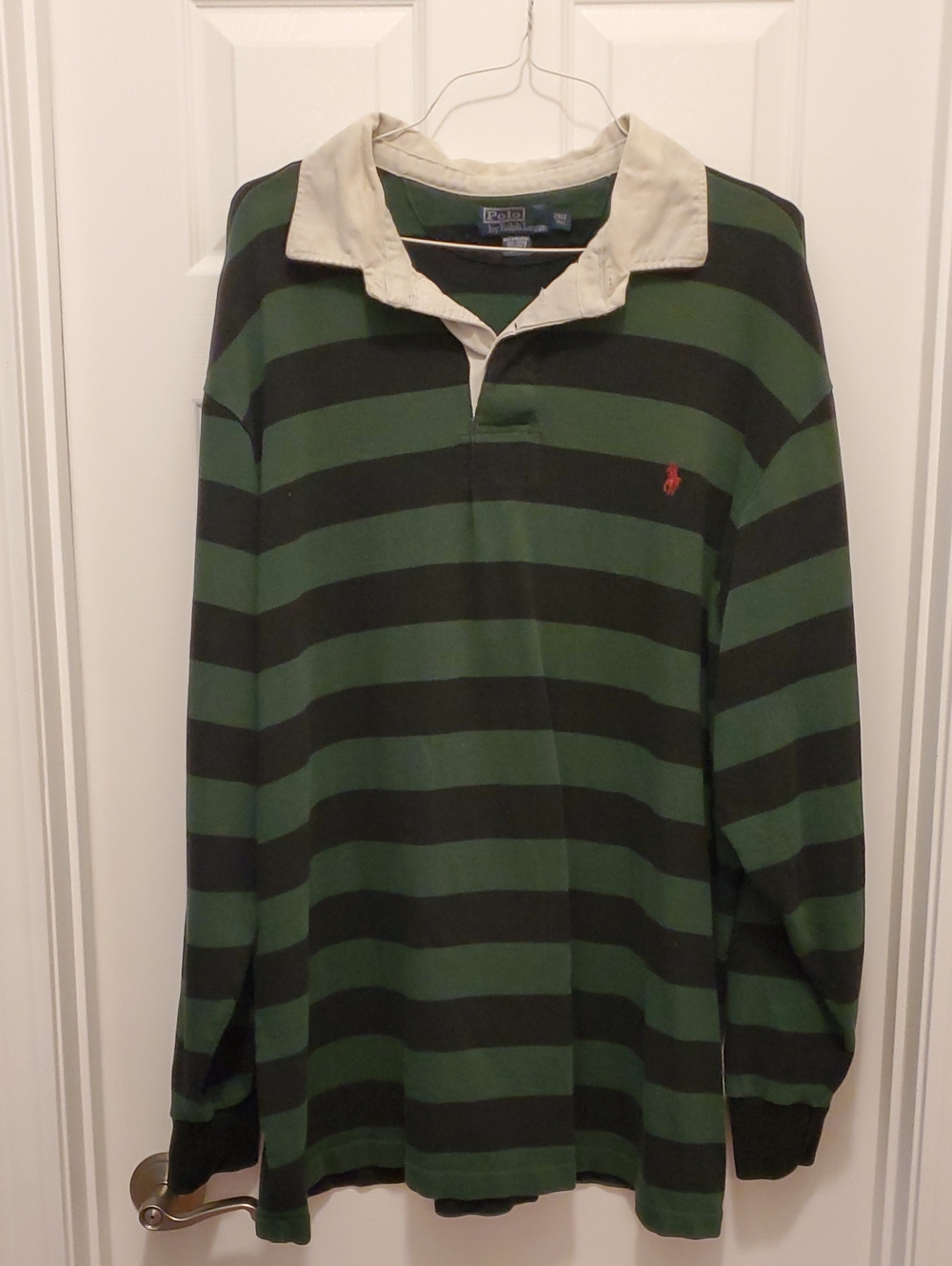 Polo by Ralph Lauren 🌻 Green & Black Striped Rugby 2XLT